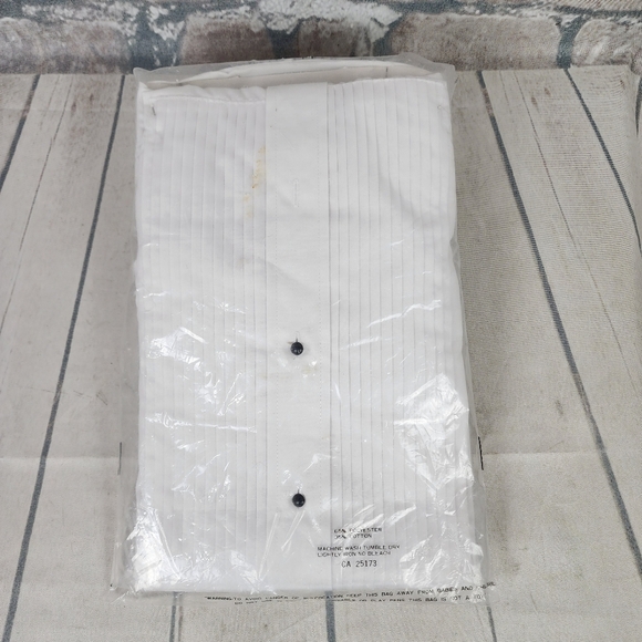 Neil Allyn White Tuxedo Shirt Slim Fit Wing Collar 1/4" Pleats Wedding Size 3XL - Picture 7 of 13